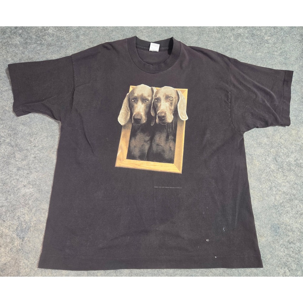 Vintage 1995 William Wegman Weimaraner Dog Art Shirt XL Fotofolio USA Distressed